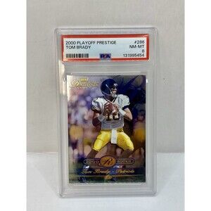 Tom Brady Rookie 2000 Playoff Prestige #286 Patriots Michigan RC  /2500 PSA 8